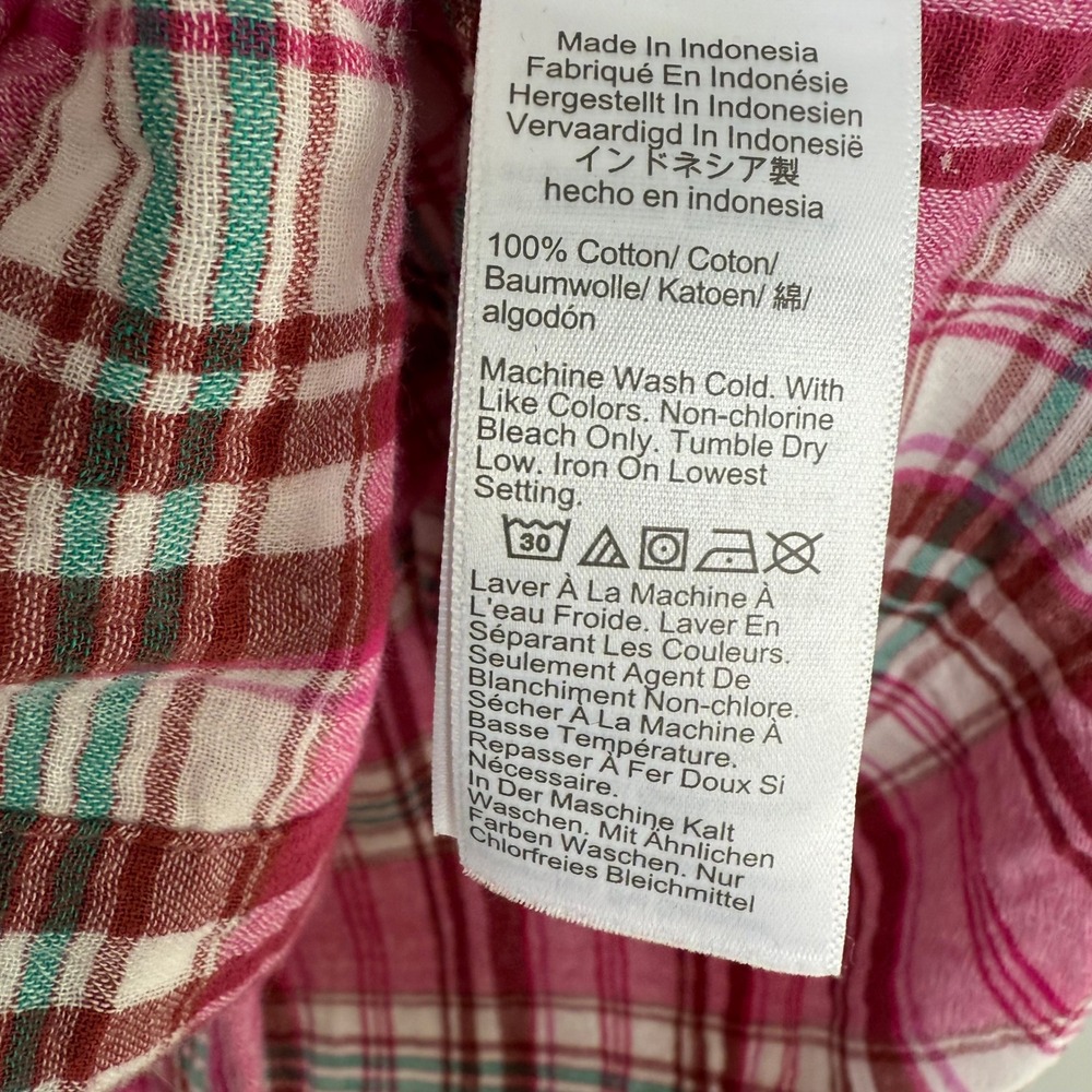 J.Crew Plaid Button Down Shirt Pink‎ Green Long Sleeve Sz L Cotton Flannel Cozy - Picture 8 of 11